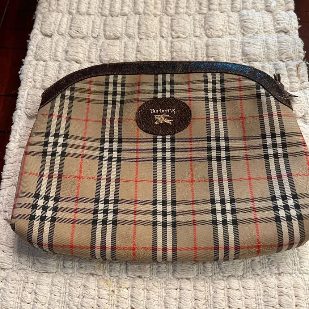 Vintage Burberrys’ cosmetic or travel pouch nova check beige /brown